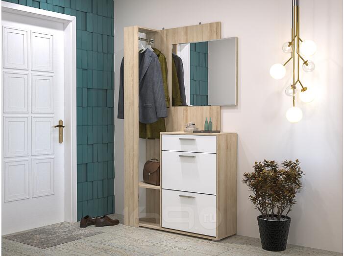 Прихожая Эго Бук песочный/Белый премиум