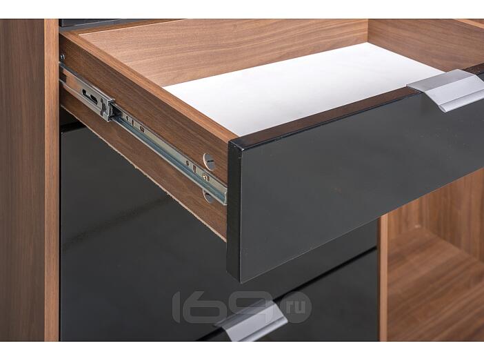 Прихожая Нэкст Орех Селект каминный/Черный глянец