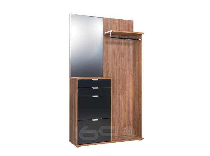 Прихожая Нэкст Орех Селект каминный/Черный глянец