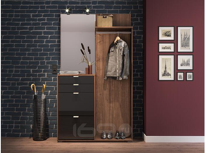 Прихожая Нэкст Орех Селект каминный/Черный глянец Прихожая Нэкст Орех Селект каминный/Черный глянец