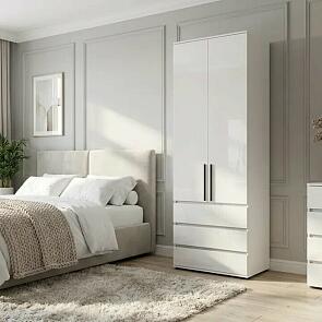 Норд Шкаф 2-х ств.(800) с ящиками (Белый глянец, Белый )