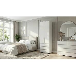 Норд Шкаф 2-х ств.(800) с ящиками (Белый глянец, Белый )