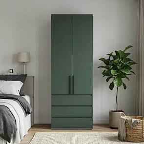 Норд Шкаф 2-х ств.(800) с ящиками (Изумрудный (КРОМКА ГРАФИТ), Графит)