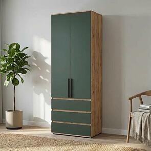 Норд Шкаф 2-х ств.(800) с ящиками (Изумрудный (КРОМКА ИЗУМРУД), Дуб Крафт )
