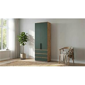 Норд Шкаф 2-х ств.(800) с ящиками (Изумрудный (КРОМКА ИЗУМРУД), Дуб Крафт )