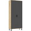 Шкаф 900x414x2130 Флэш Браш Графит/дуб крафт МДФ