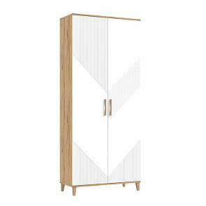 Шкаф 900x414x2100 Ирис Браш Вайт/дуб крафт МДФ