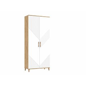 Шкаф 900x414x2100 Ирис Браш Вайт/дуб крафт МДФ