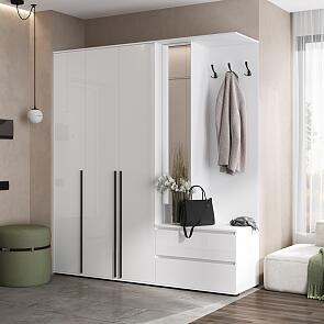 Норд прихожая 1 Белый/Белый глянец холодный 2000*510*2236