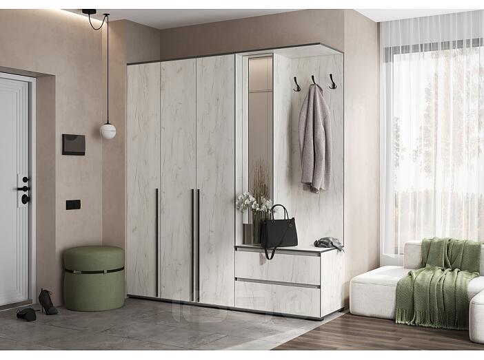 Норд прихожая 1 Дуб Крафт белый/Дуб Крафт Белый 2000*510*2236