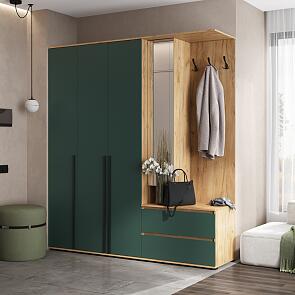 Норд прихожая 1 Изумрудный/Дуб Крафт 2000*510*2236