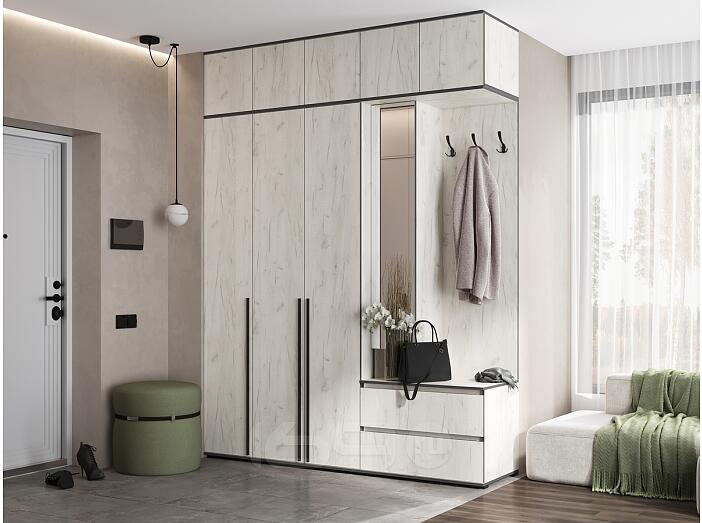 Норд прихожая 2 Дуб Крафт Белый/Дуб Крафт Белый 2000*510*2654