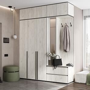 Норд прихожая 2 Дуб Крафт Белый/Дуб Крафт Белый 2000*510*2654