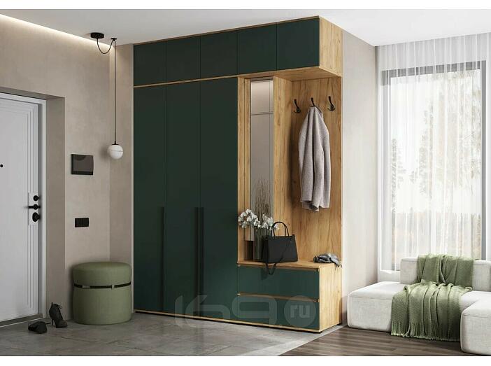 Норд прихожая 2 Изумрудный/Дуб Крафт 2000*510*2654