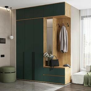 Норд прихожая 2 Изумрудный/Дуб Крафт 2000*510*2654