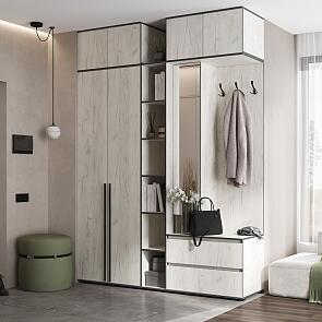 Норд прихожая 3 Дуб Крафт белый/Дуб Крафт Белый 1900*510*2654