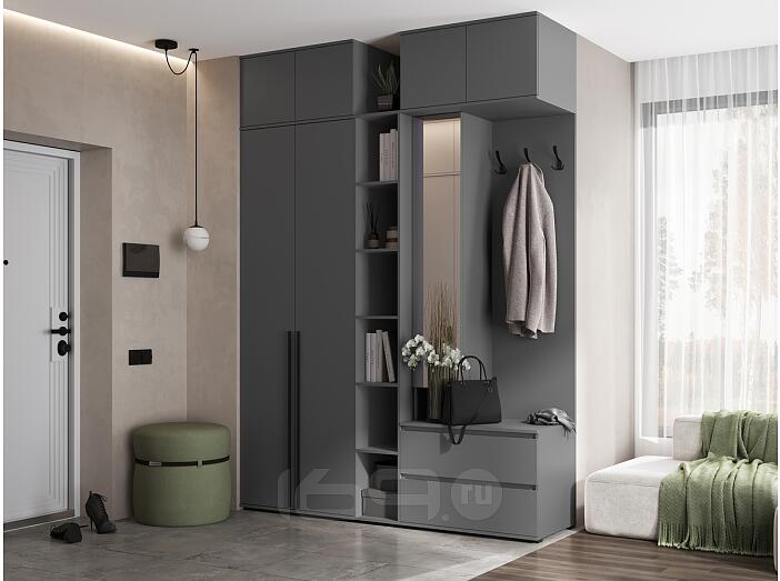 Норд прихожая 3 Графит/Графит 1900*510*2654