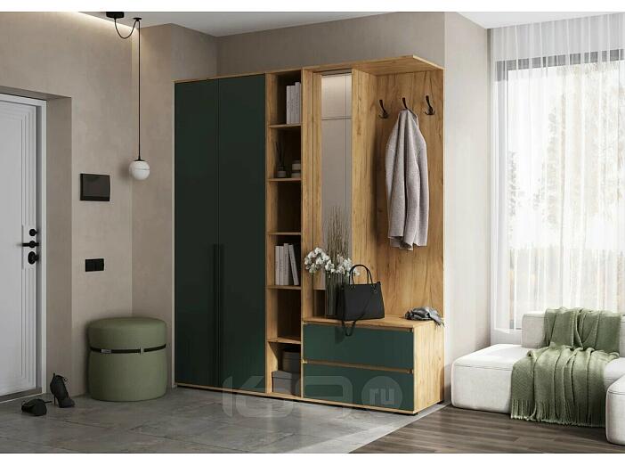Норд прихожая 4 Изумрудный/Дуб Крафт 1900*510*2236
