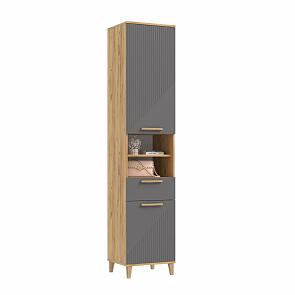 Шкаф 450x414x2100 Ирис Браш Графит/дуб крафт МДФ