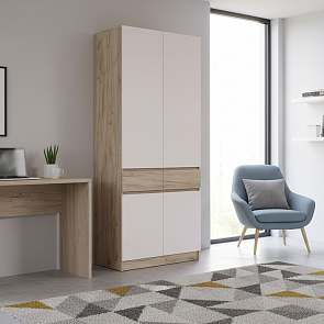 Прихожая Роджина Шкаф 2-х ств (Кашемир/Дуб Крафт серый, Дуб Крафт серый)