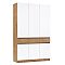 Прихожая Роджина Шкаф 3-х ств (Белый глянец/Дуб крафт, Дуб крафт)
