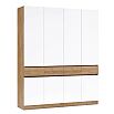 Прихожая Роджина Шкаф 4-х ств (Белый глянец/Дуб крафт, Дуб крафт)