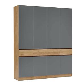 Шкаф 1998x520x2400 Роджина Графит, Дуб Крафт/дуб крафт ЛДСП