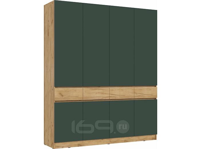 Шкаф 1998x520x2400 Роджина Изумрудный, Дуб Крафт/дуб крафт ЛДСП