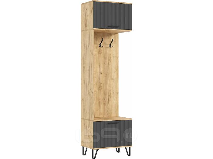 Шкаф 600x410x2130 Флэш Браш Графит/дуб крафт МДФ