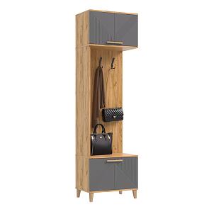 Шкаф 600x410x2130 Флэш Браш Графит/дуб крафт МДФ