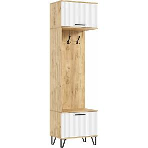 Шкаф 600x410x2130 Флэш Браш Вайт/дуб крафт МДФ