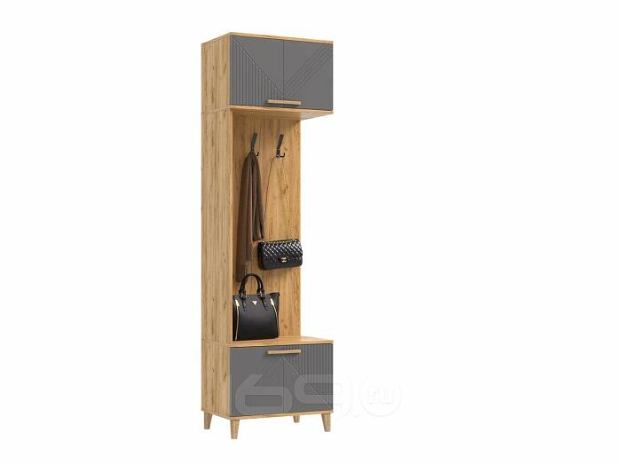 Шкаф 600x414x2130 Ирис Браш Графит/дуб крафт МДФ