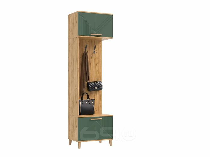 Шкаф 600x414x2130 Ирис Браш Мени Грин/дуб крафт МДФ