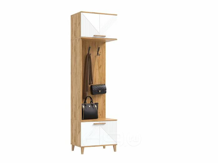Шкаф 600x414x2130 Ирис Браш Вайт/дуб крафт МДФ