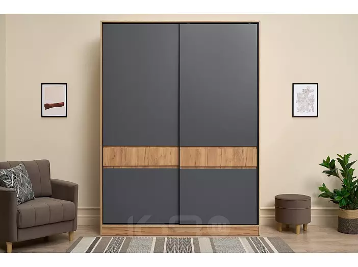 Шкаф 1800x520x2400 Роджина Дуб Крафт, Бетон темный/бетон темный ЛДСП