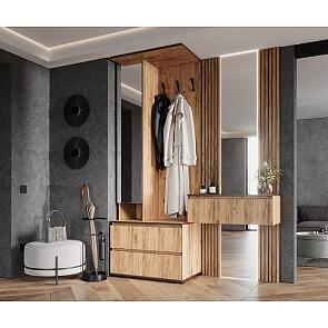 Норд Тумба с зеркалом с прихожей (Дуб Крафт, Дуб Крафт (КРОМКА ВЕНГЕ))