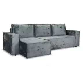 Диван угловой универсальный Лофт Lux Holi gray (велюр) серый Выставочный образец