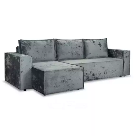 Диван угловой универсальный Лофт Lux Holi gray (велюр) серый Выставочный образец