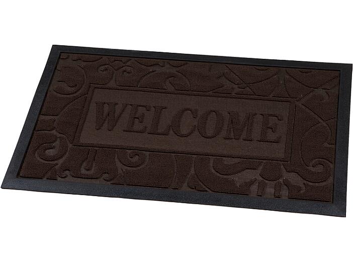 Коврик придверный 45х75см. с рельефным рисунком "Welcome", цв. коричневый