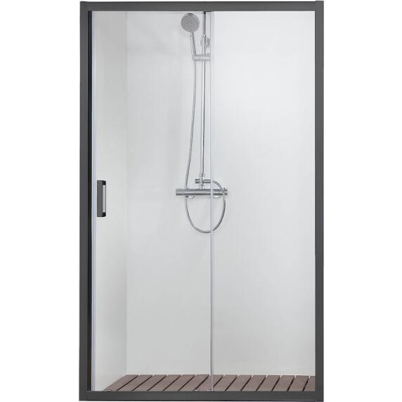 AQ ARI RA 10020BL Душевая дверь двухэлементная, раздвижная1000x2000 профиль черный, стекло прозрачное