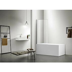 AQ DEL SBA 08015CH Шторка на ванну, неподвижная, с держателем 800X1500 профиль хром . стекло прозрачное