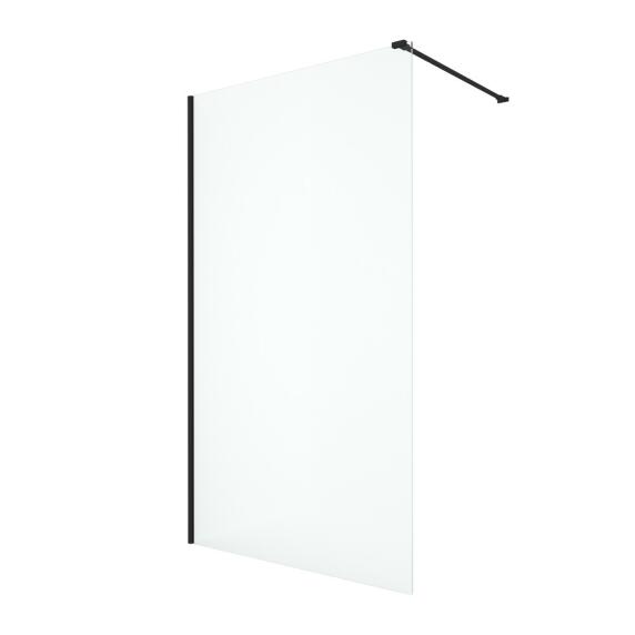 AQ WIW 08020BL Душевая перегородка Walk in с держателем 800x2000 профиль черный, стекло прозрачное