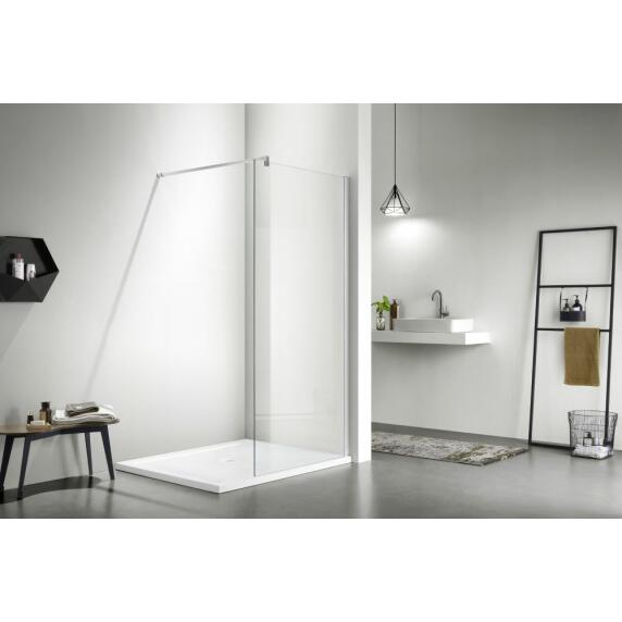 AQ WIW 08020CH Душевая перегородка Walk in с держателем 800x2000 профиль хром, стекло прозрачное (старый артикул AQNAR6310-80)