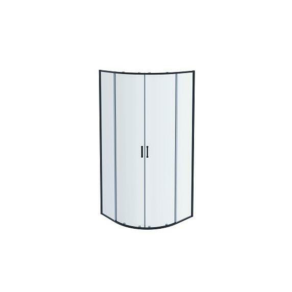 AQ ARI RO 08020BL Душевой уголок 1/4 круга, двери раздвижные 800x800x2000, профиль черный, стекло прозрачное