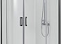 AQ ARI RO10020BL Душевой уголок 1/4 круга, двери раздвижные 1000x1000x2000, профиль черный, стекло прозрачное