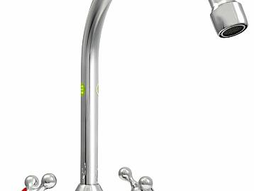 Смеситель для мойки двуручный Eleanti с гибкой подводкой ELT5011 кран-букса