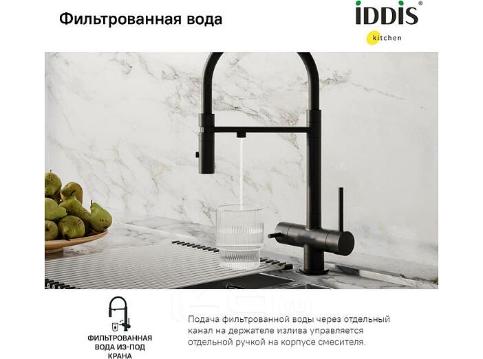 Смеситель для кухни с фильтром и гибким изливом, черный матовый, Ace, IDDIS, ACEBLFFi05