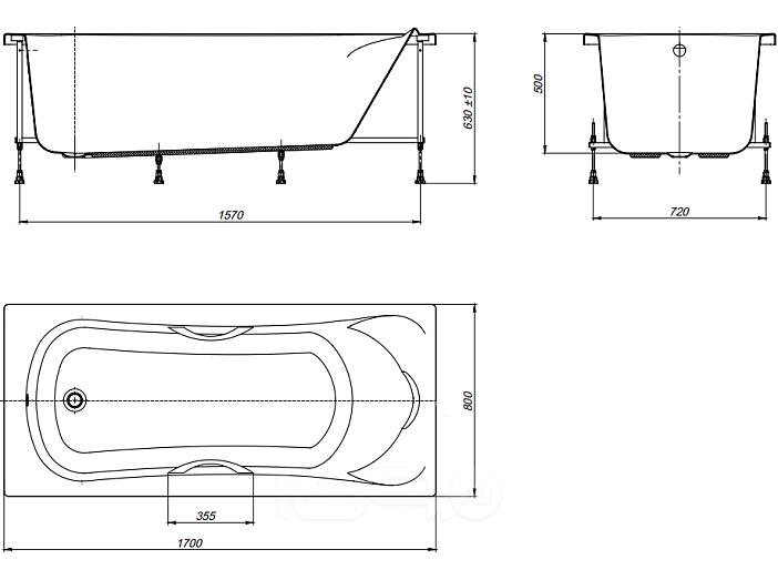Акриловая ванна Roca BeCool 170x80 прямоугольная