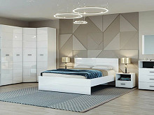 Спальня GLOSS спальня - 3 Белый/Белый глянец/ кровать 140