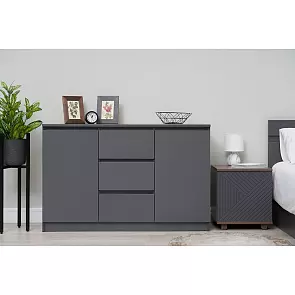 Челси Комод 1200 (2 двери 3 ящика) (Графит, графит)